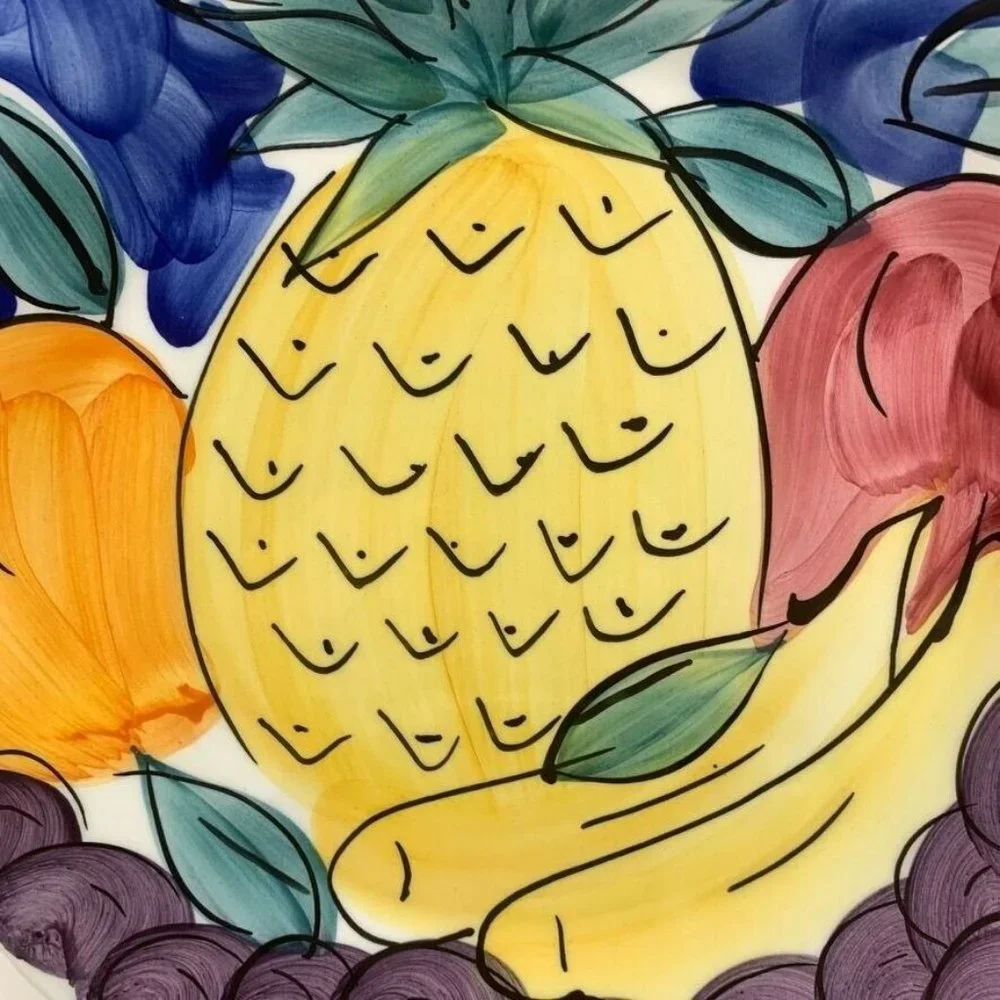 Set of 2 Pier 1 Handpainted Salad Plates Fruit Italy Lunch Display 9.5